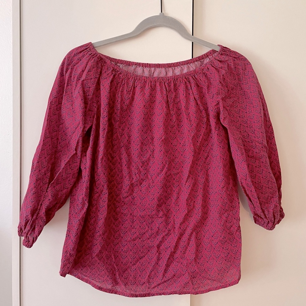 MAEVE Fucsia Off The Shoulder 100% Cotton Blouse